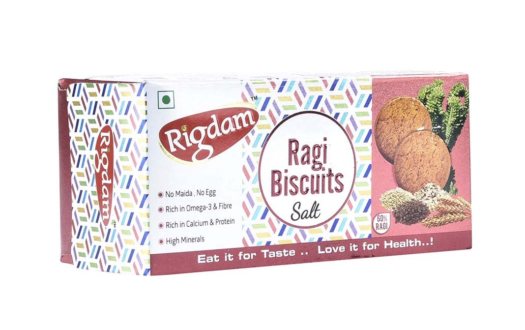 Rigdam Ragi Biscuits, Salt    Box  75 grams